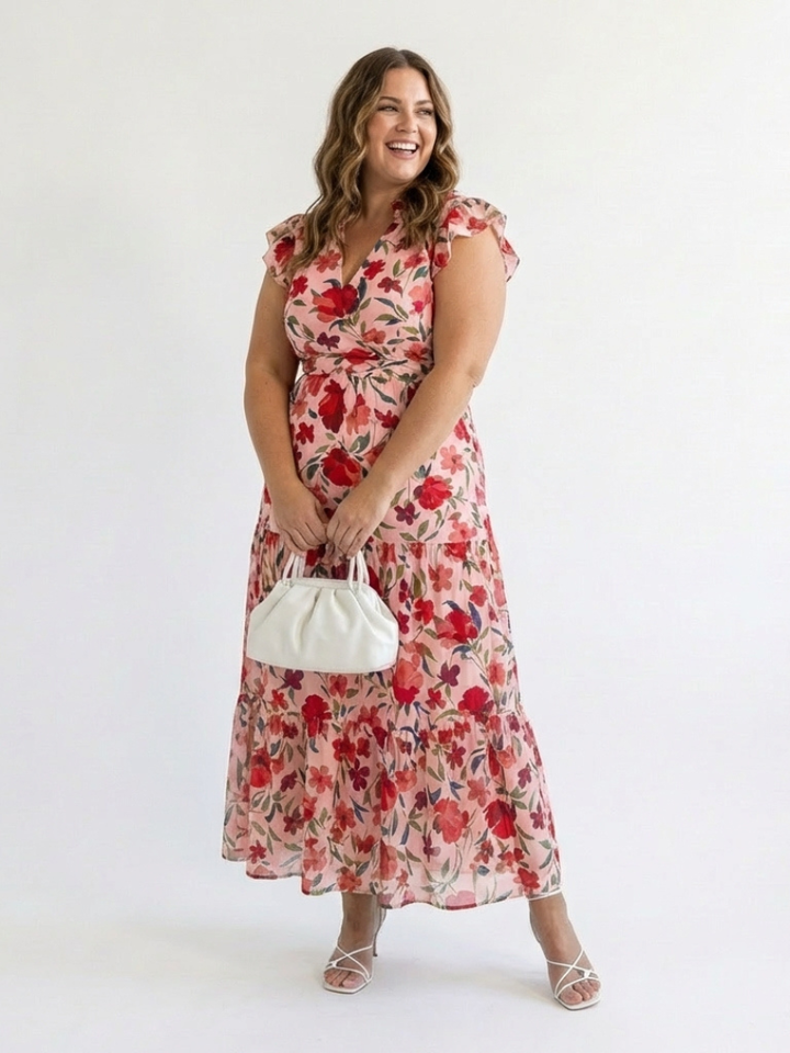 Lila | Vestito Midi a Viscosa con Stampa Floreale