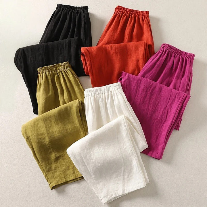 Amalia™ | Pantaloni Fluidi in Cotone e Lino
