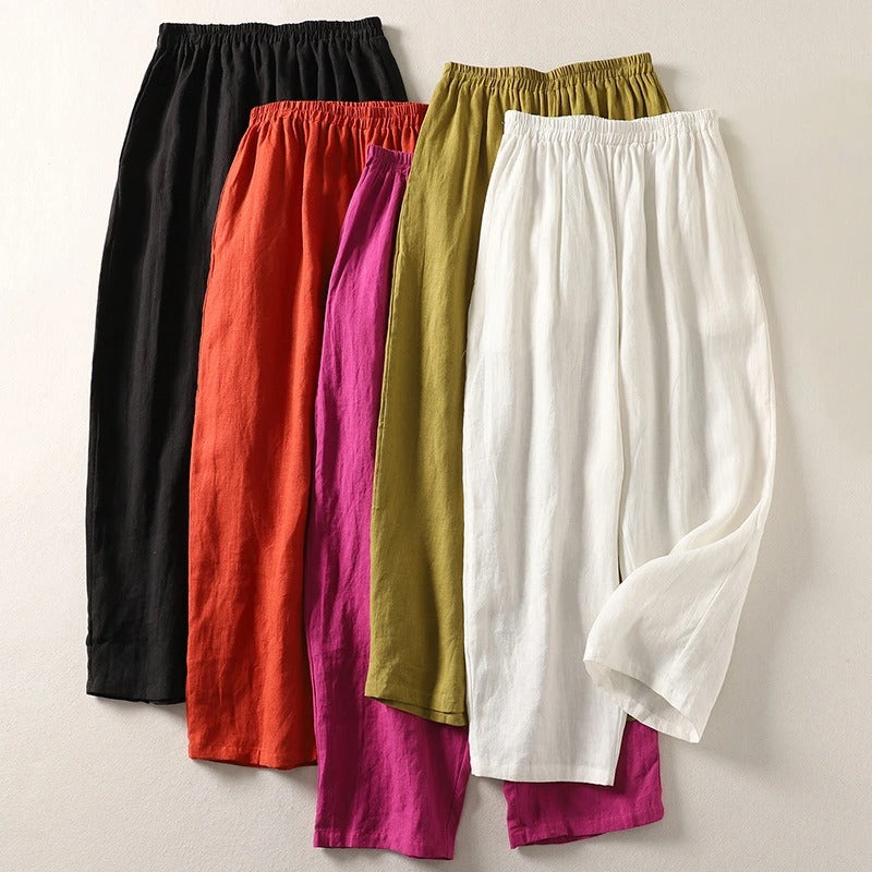 Amalia™ | Pantaloni Fluidi in Cotone e Lino
