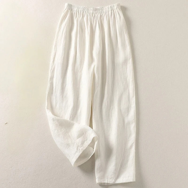 Amalia™ | Pantaloni Fluidi in Cotone e Lino