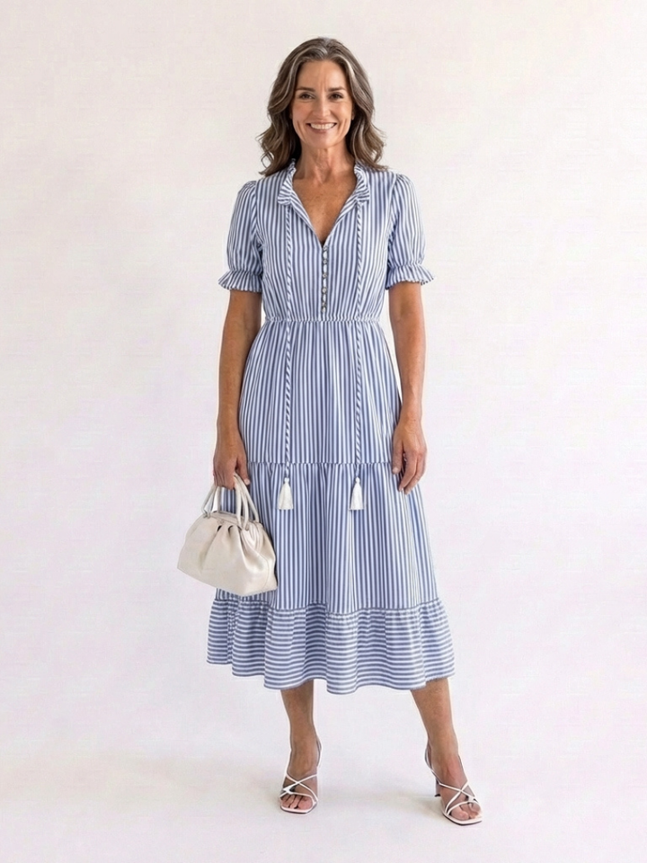Dakota | Abito midi a righe con maniche corte