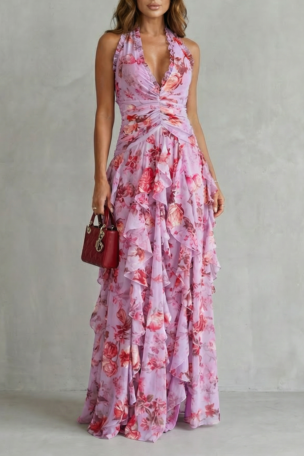 Abito Lungo Elegante con Collo Halter