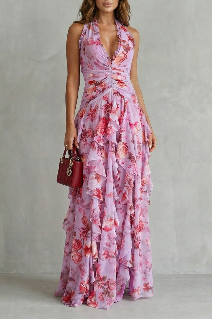 Abito Lungo Elegante con Collo Halter