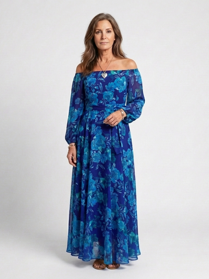 Aspen | Abito Maxi Floreale con Spalle Scoperte