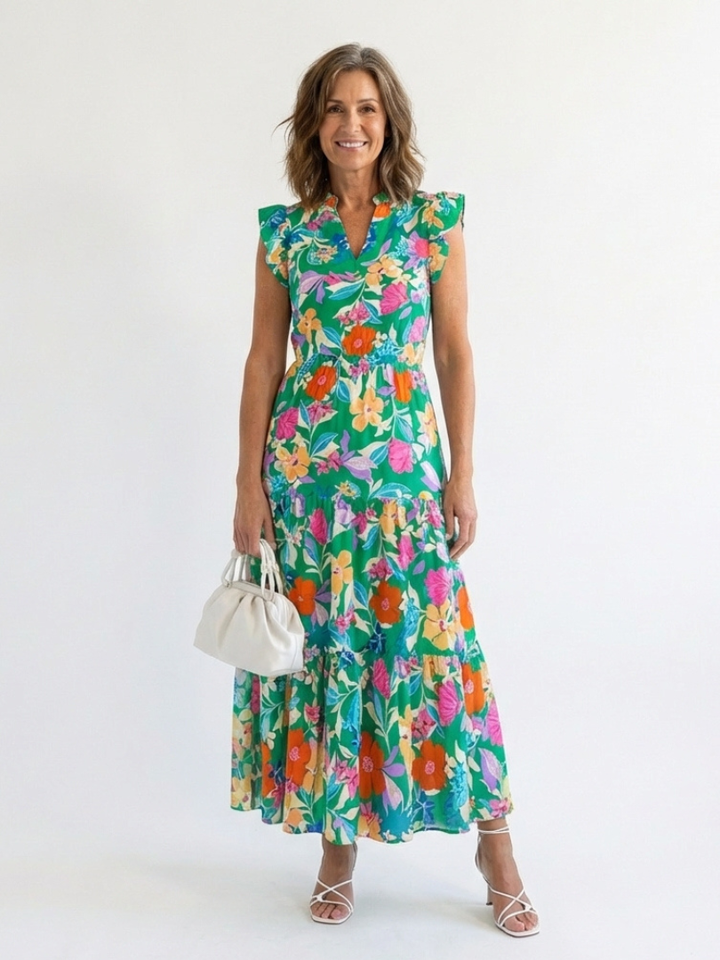 Lila | Vestito Midi a Viscosa con Stampa Floreale