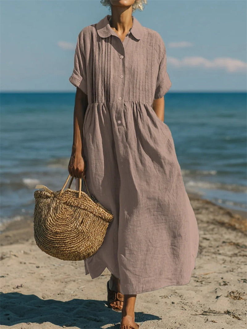 Arianne | Abito Chemisier Fluido in Cotone Elegante