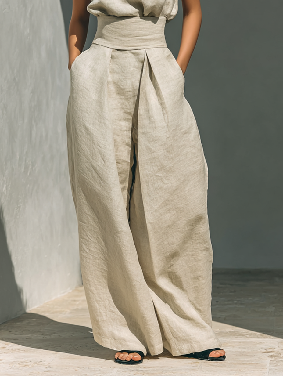 Maria | Completo Canotta e Pantaloni in Cotone e Lino