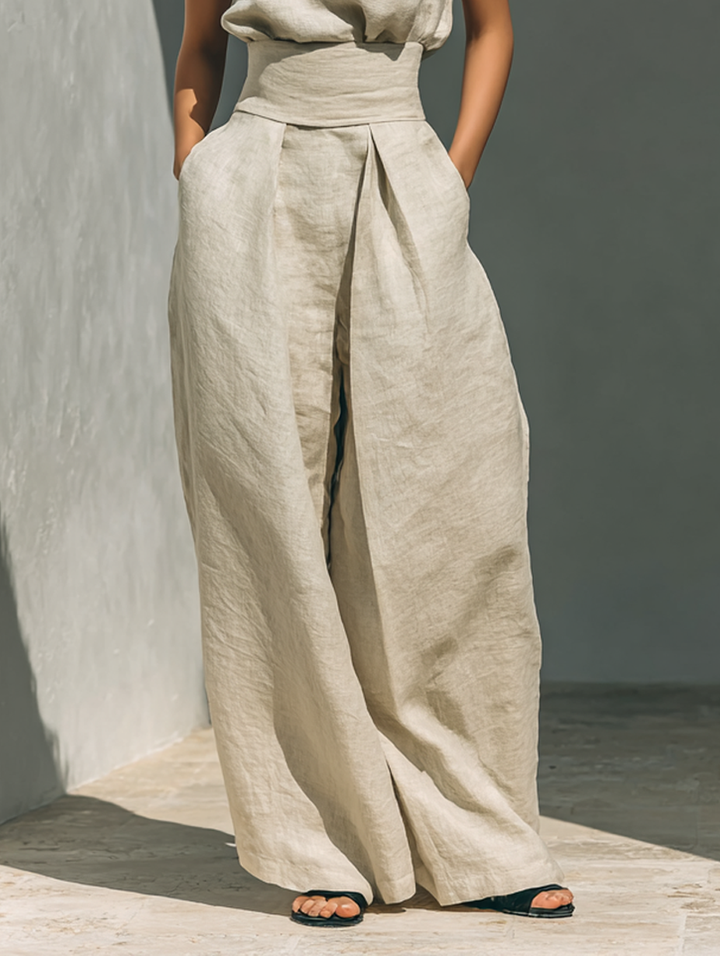 Maria | Completo Canotta e Pantaloni in Cotone e Lino