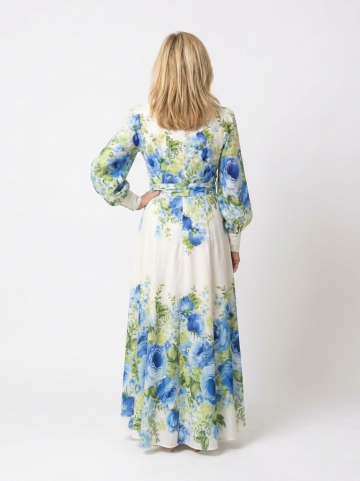Harper | Abito Maxi a Maniche Lunghe con Fantasia Floreale