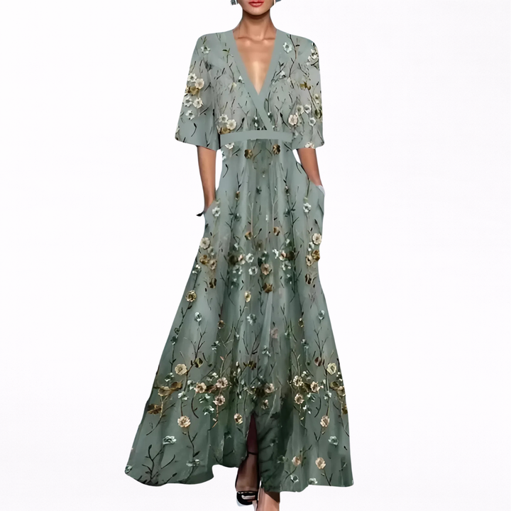 Valentina | Abito Maxi Elegante con Scollo Profondo