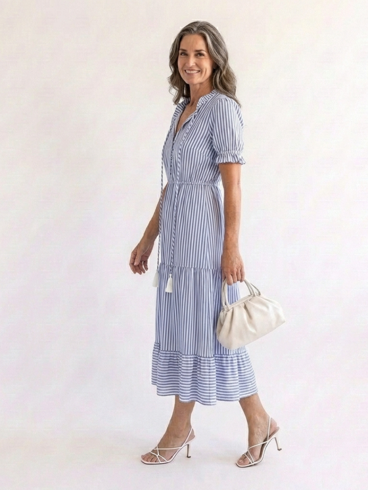 Dakota | Abito midi a righe con maniche corte
