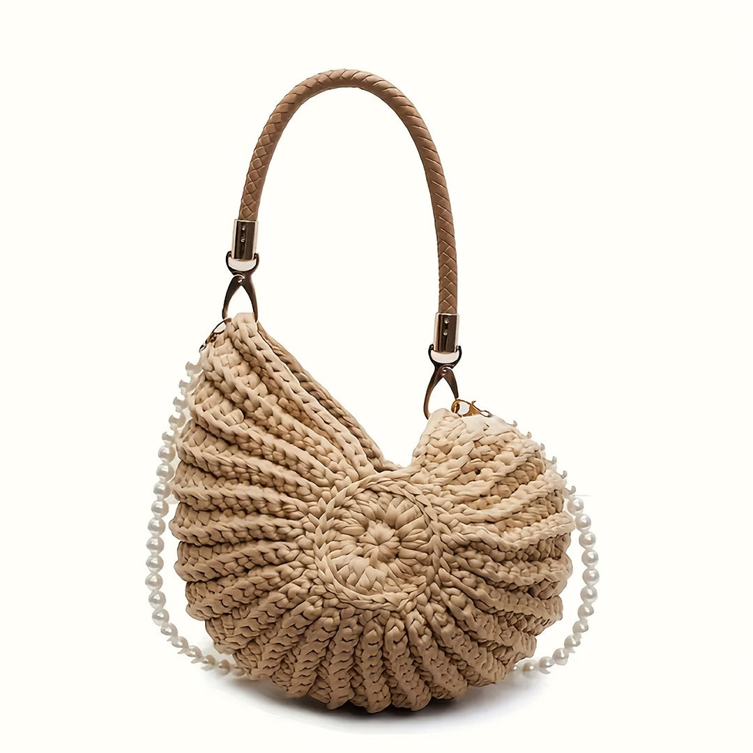 Tea | Borsa Tote Intrecciata con Cinghia a Catena - Cammello