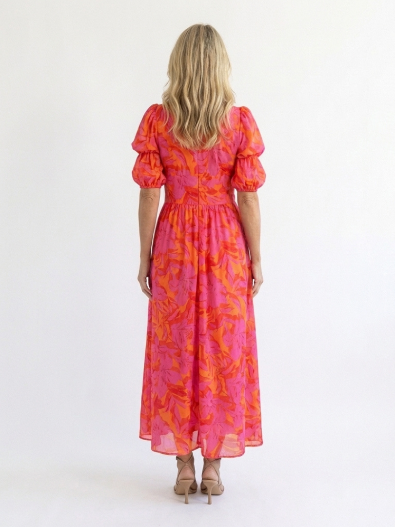 Willow | Vestito Midi a Viscosa con Maniche a Palloncino