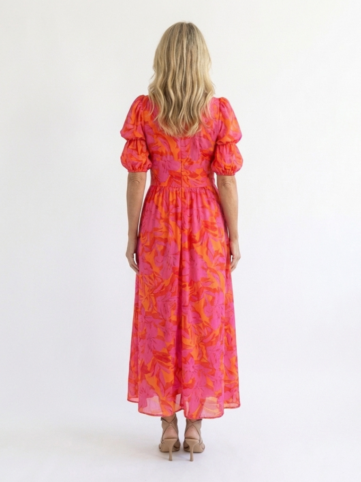 Willow | Vestito Midi a Viscosa con Maniche a Palloncino