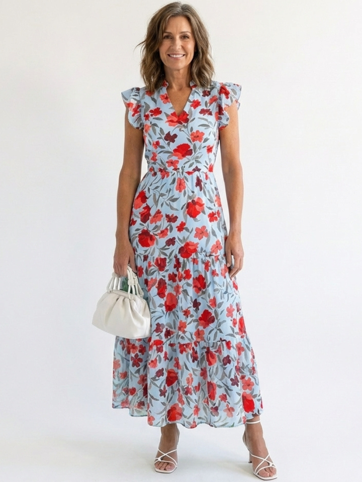 Lila | Vestito Midi a Viscosa con Stampa Floreale