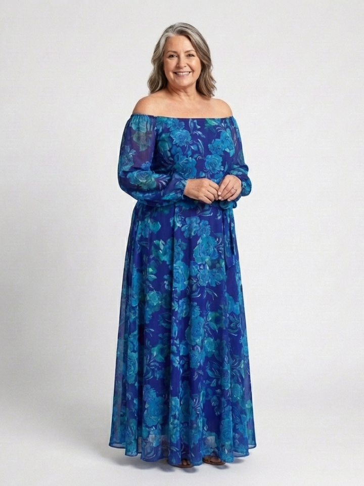 Aspen | Abito Maxi Floreale con Spalle Scoperte