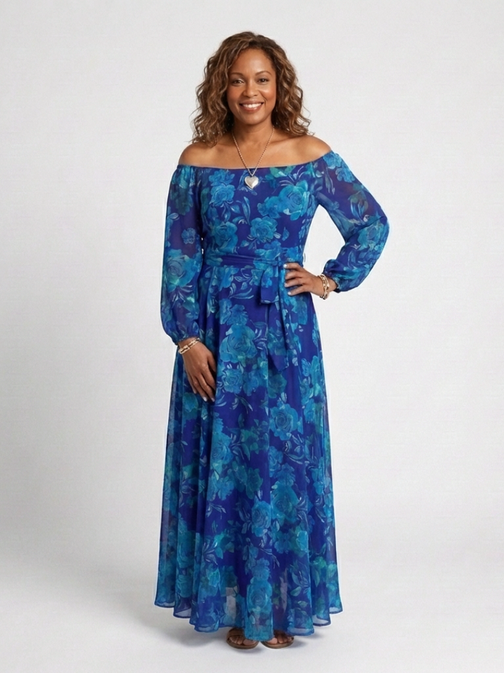 Aspen | Abito Maxi Floreale con Spalle Scoperte