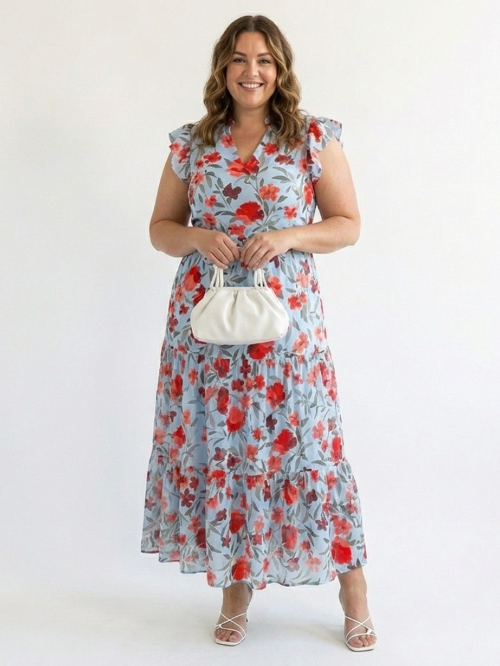 Lila | Vestito Midi a Viscosa con Stampa Floreale