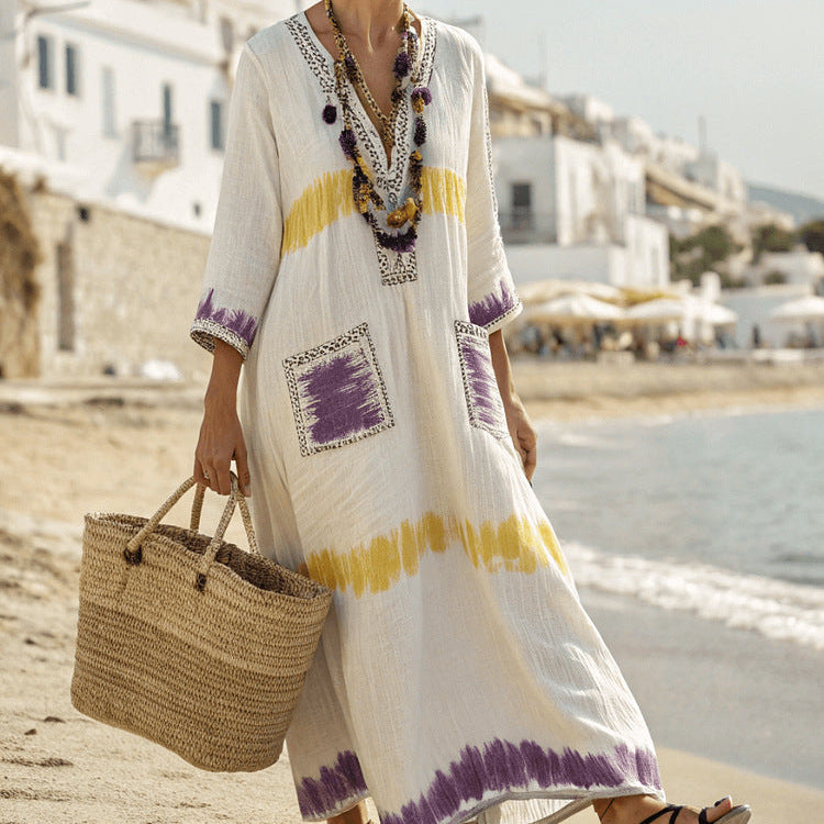 Robe Caftan "Aimée" – Porpora & Mimosa