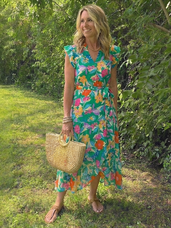 Lila | Vestito Midi a Viscosa con Stampa Floreale