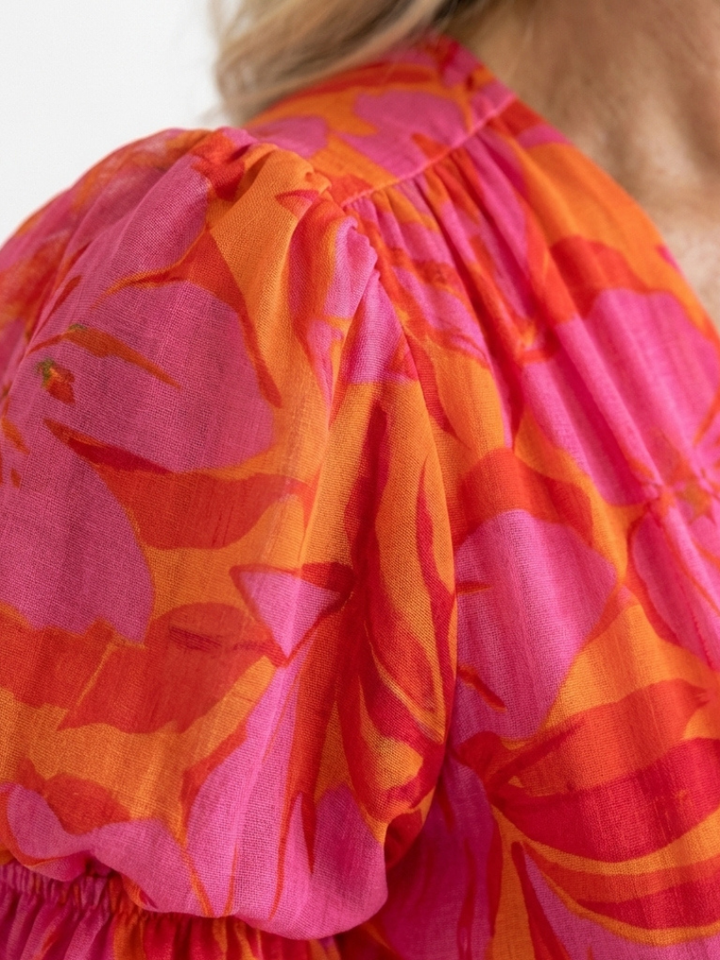 Willow | Vestito Midi a Viscosa con Maniche a Palloncino