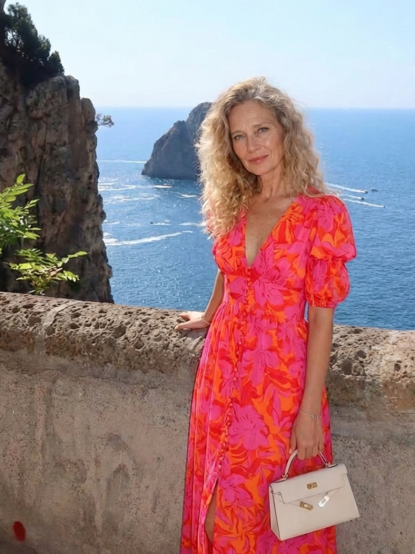 Willow | Vestito Midi a Viscosa con Maniche a Palloncino