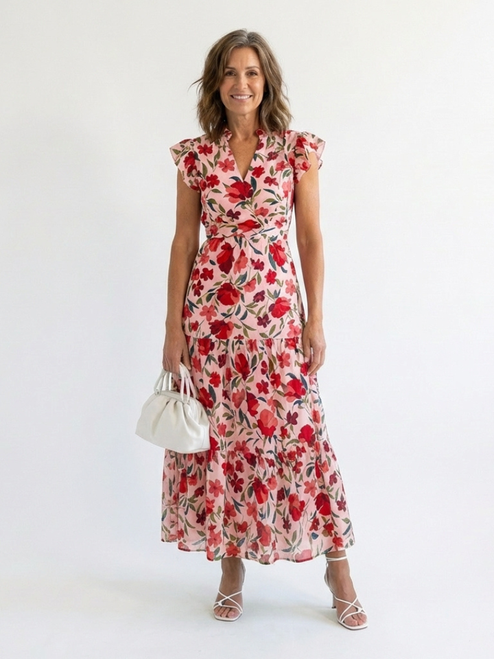 Lila | Vestito Midi a Viscosa con Stampa Floreale