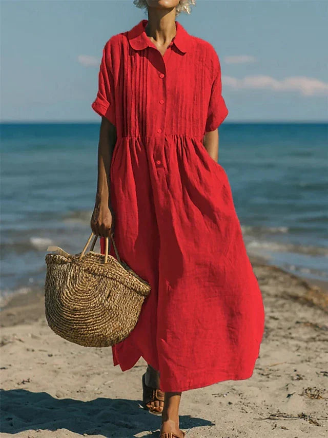 Arianne | Abito Chemisier Fluido in Cotone Elegante