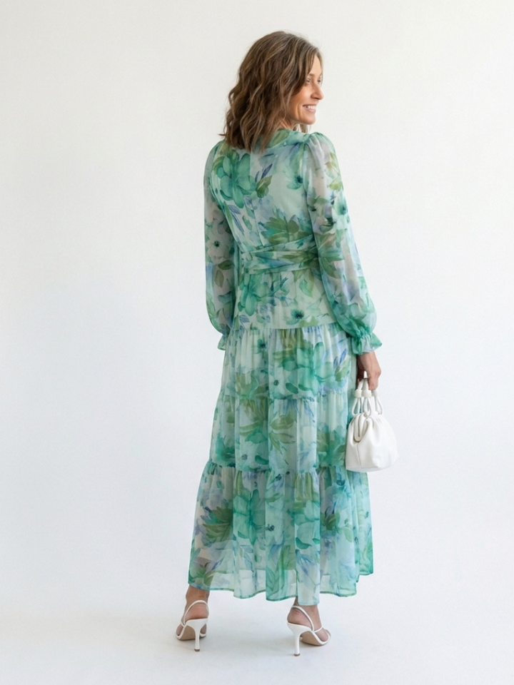 Althea | Abito Maxi Floreale a Maniche Lunghe