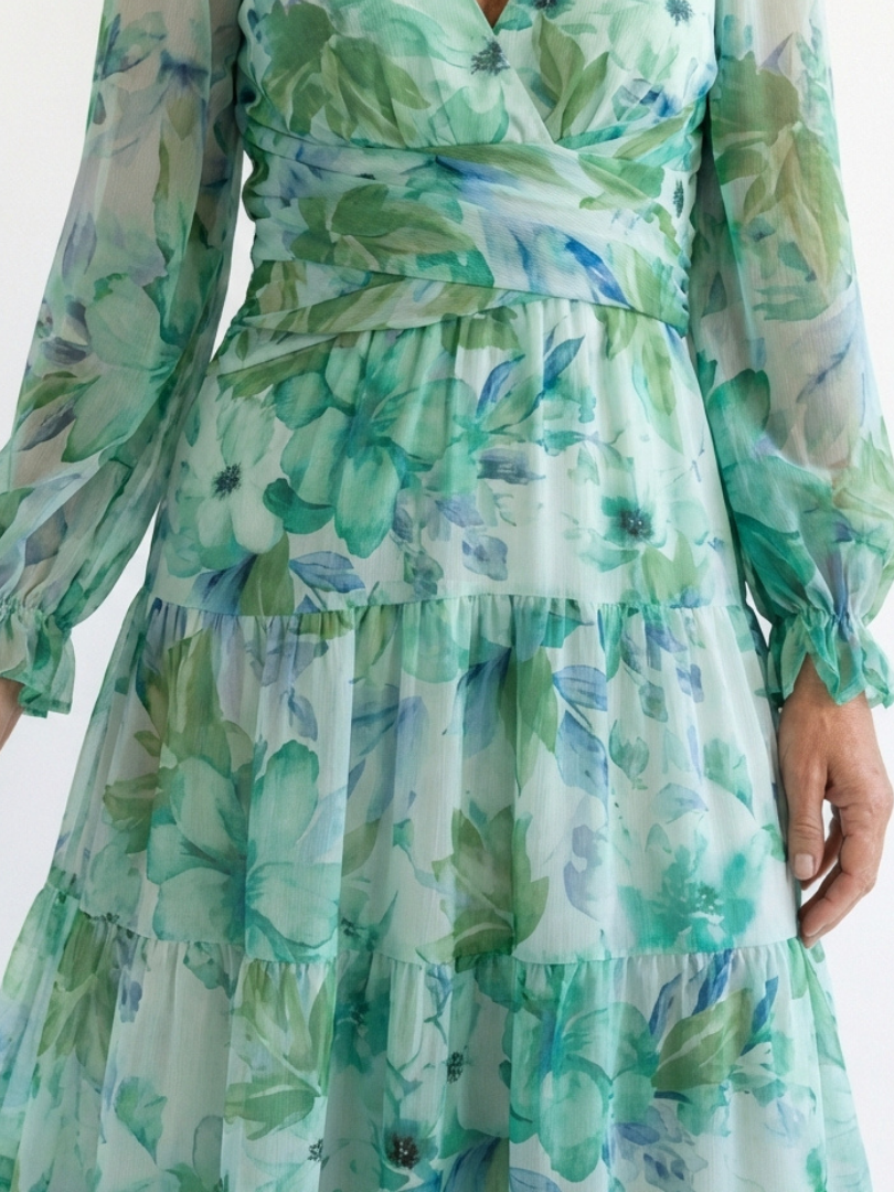 Althea | Abito Maxi Floreale a Maniche Lunghe