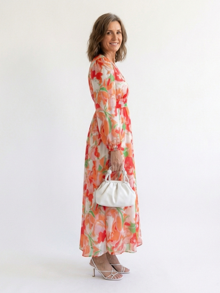 Althea | Abito Maxi Floreale a Maniche Lunghe