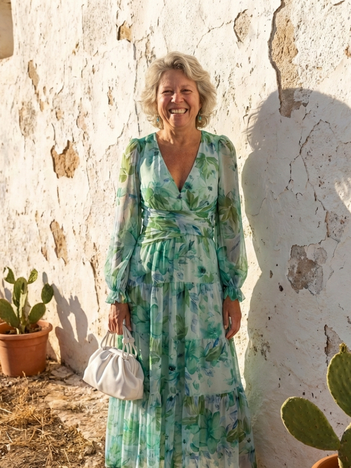 Althea | Abito Maxi Floreale a Maniche Lunghe