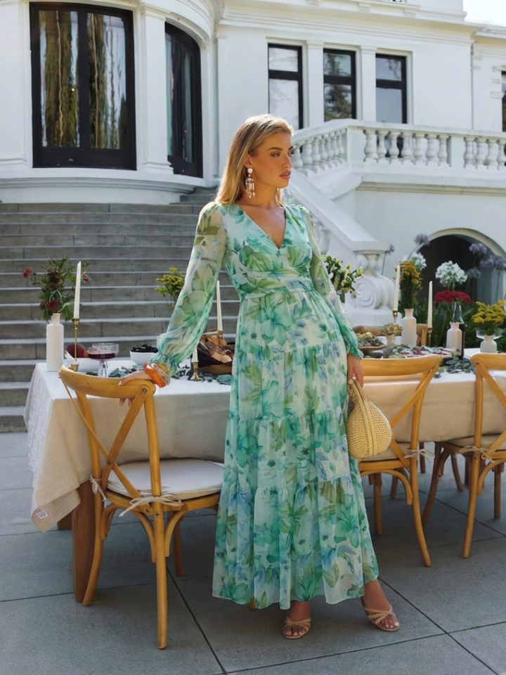 Althea | Abito Maxi Floreale a Maniche Lunghe
