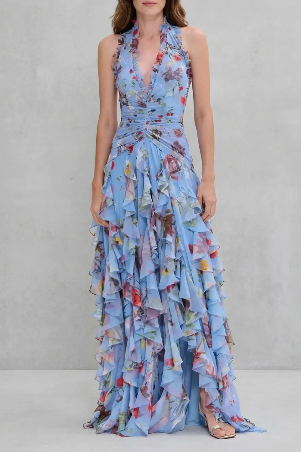 Robe Lunga Elegante con Collo Halter