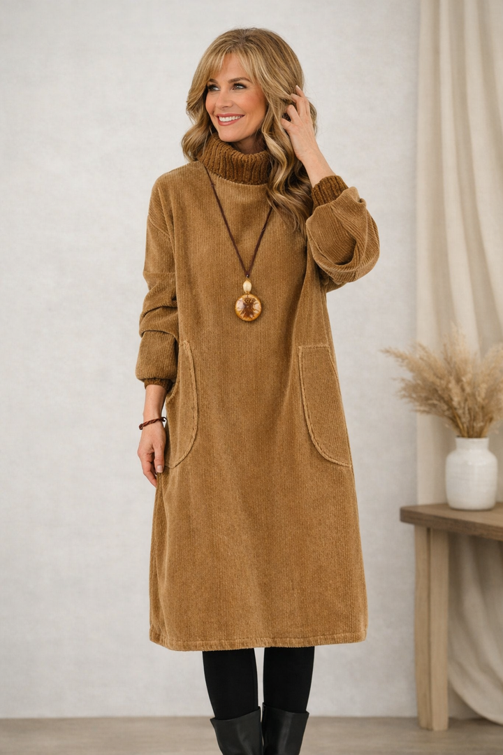 Klara | Elegantní pletené midi šaty s rolákem