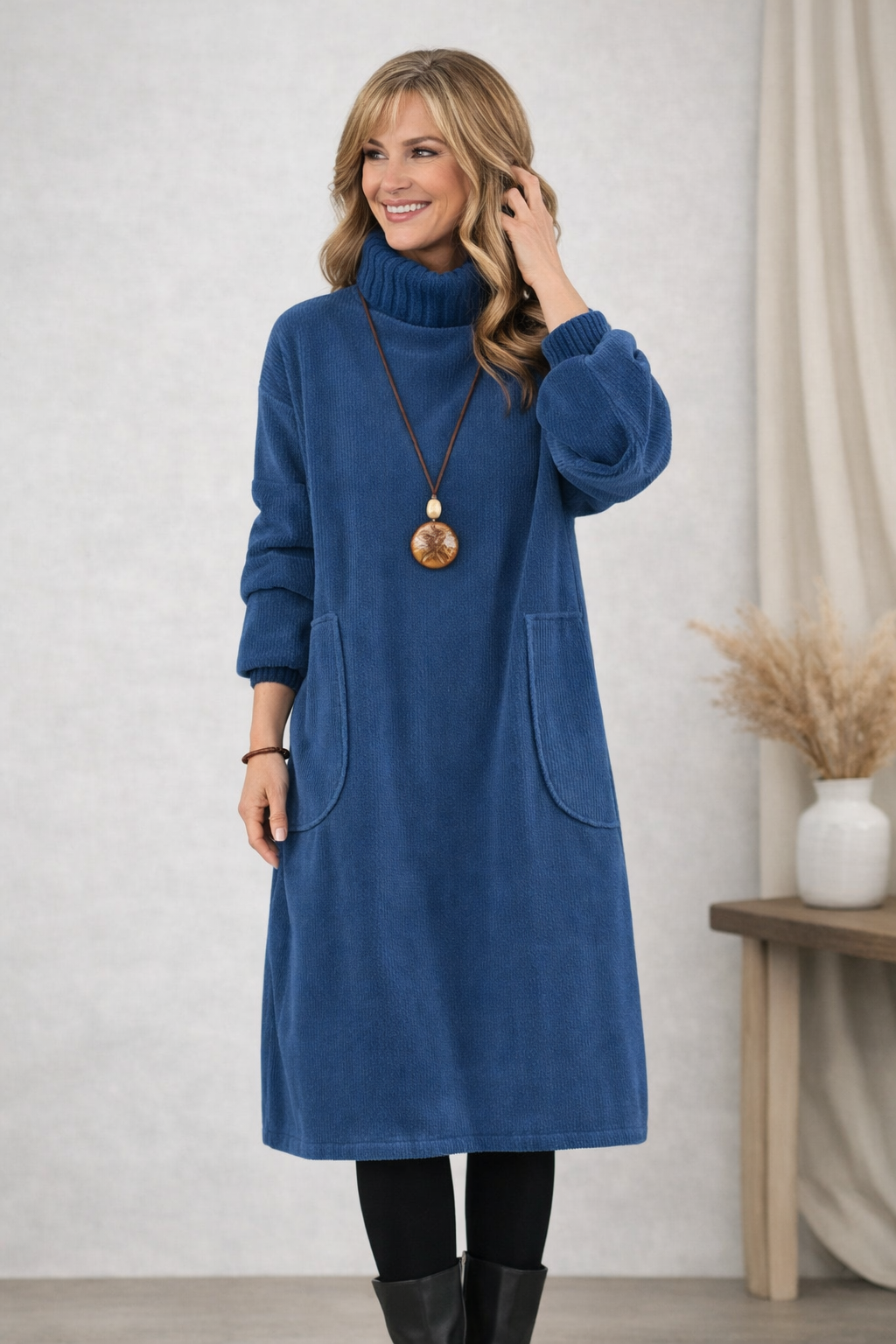 Klara | Elegantní pletené midi šaty s rolákem