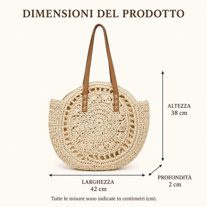 Lisa | Borsa Tonda in Paglia Intrecciata - Beige