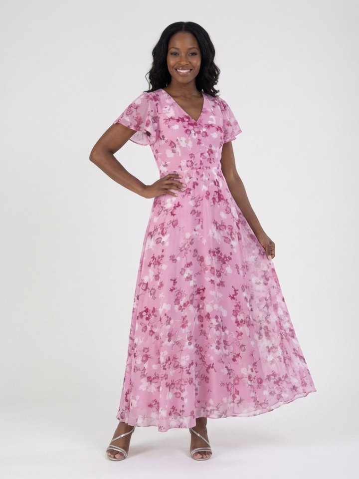 Ismeria | Abito Maxi in Chiffon Floreale