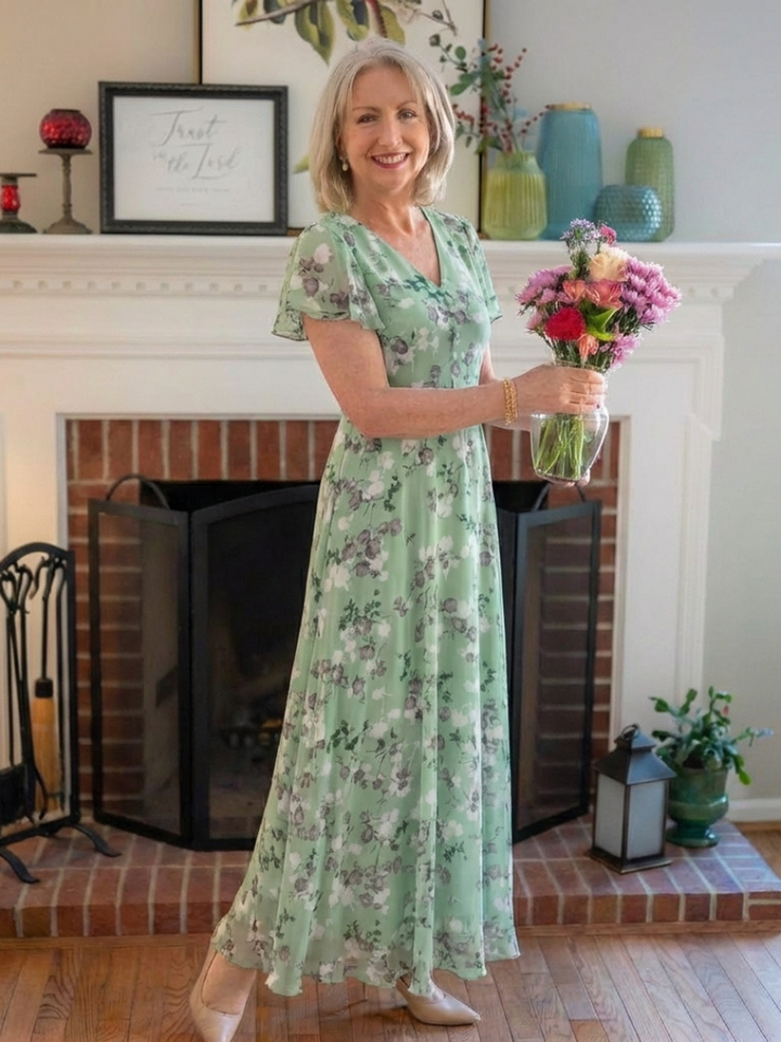 Ismeria | Abito Maxi in Chiffon Floreale