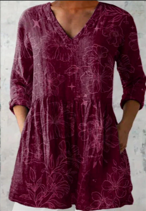 Firenze | Blusa Lunga con Scollatura a V
