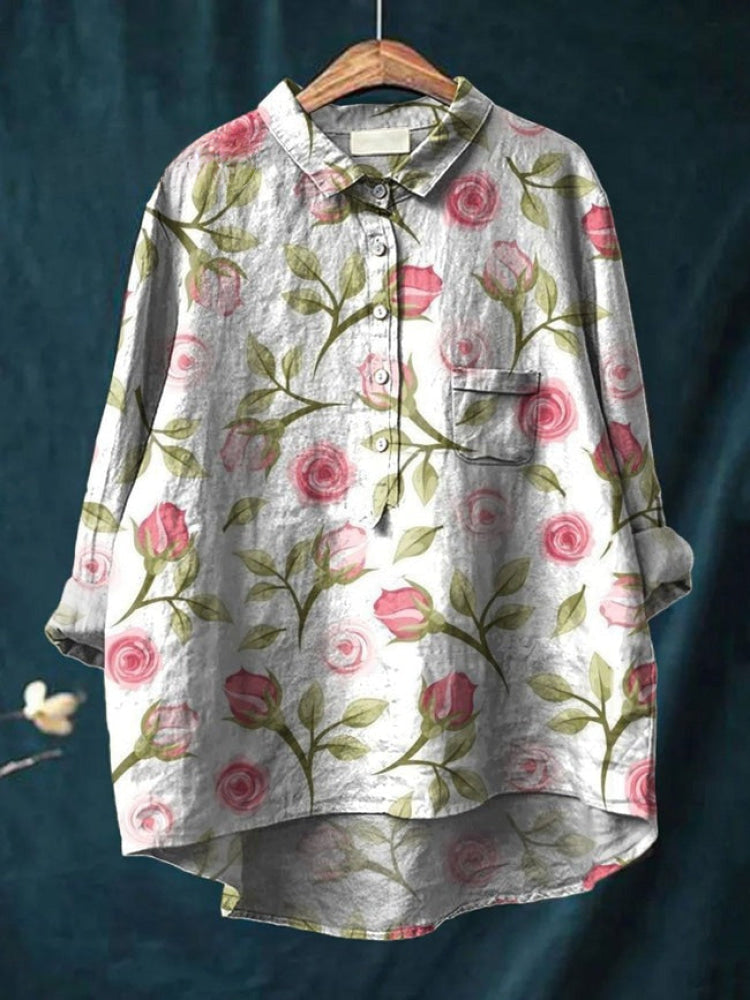 Lina | Živý květinový vyšívaný košile
