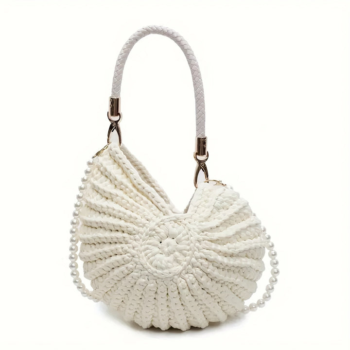 Tamara | Borsa Tote Intrecciata con Cinghia a Catena - Bianco Panna