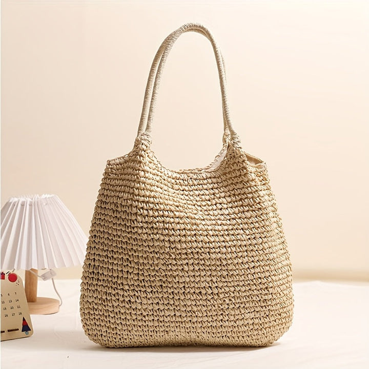Manuela | Borsa a Tracolla in Paglia Intrecciata - Naturale Chiaro