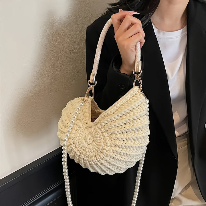 Orsola | Borsa Tote Intrecciata con Cinghia a Catena - Nero