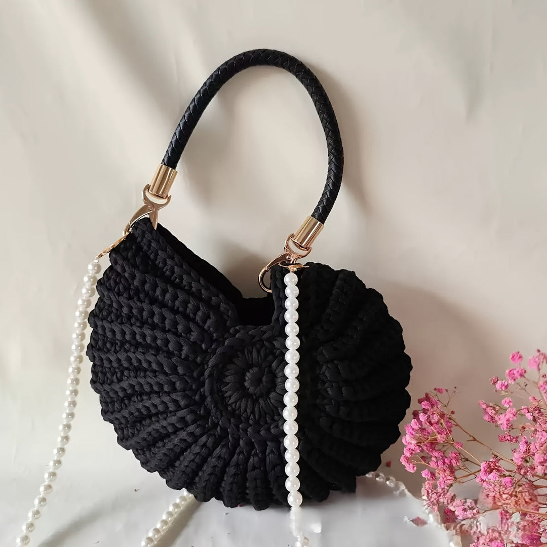 Orsola | Borsa Tote Intrecciata con Cinghia a Catena - Nero