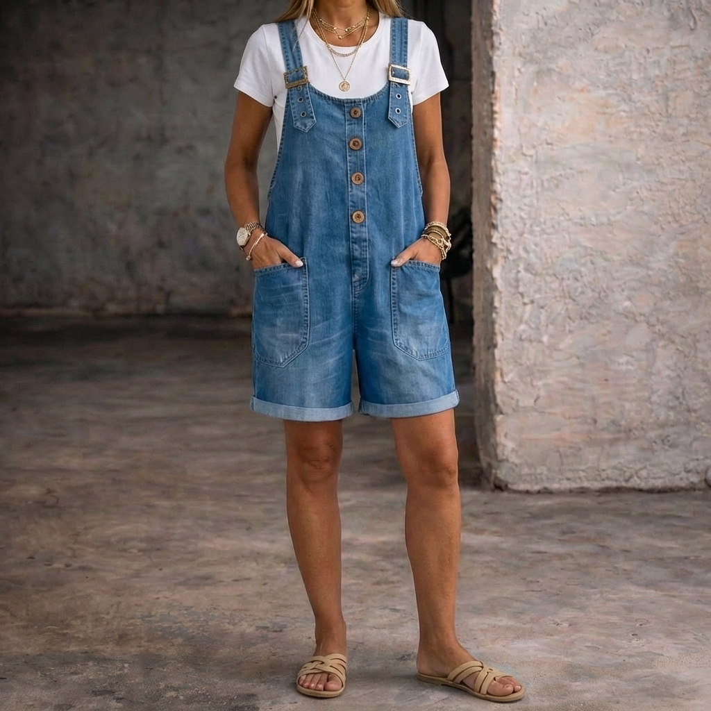 Saylor | Tuta in Denim con Bretelle