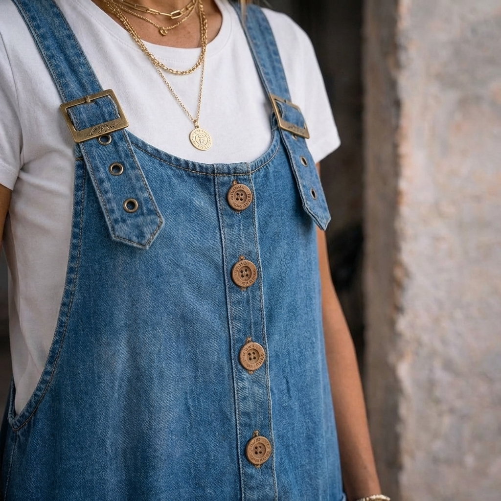 Saylor | Tuta in Denim con Bretelle