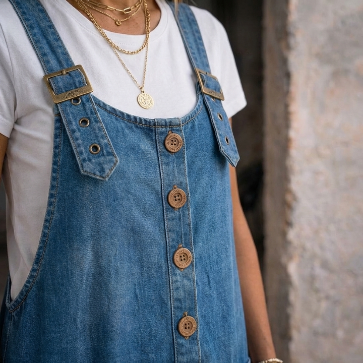 Saylor | Tuta in Denim con Bretelle