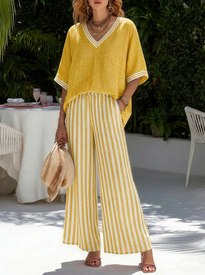 Amélia | Completo a Righe in Lino e Cotone Elegante e Casual