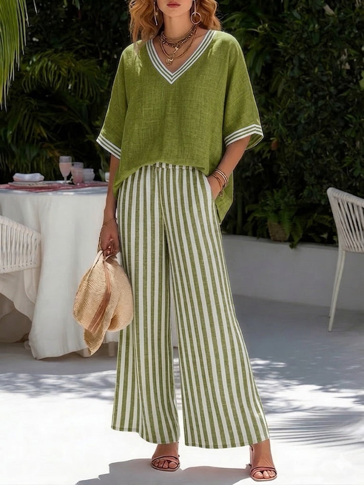 Amélia | Completo a Righe in Lino e Cotone Elegante e Casual